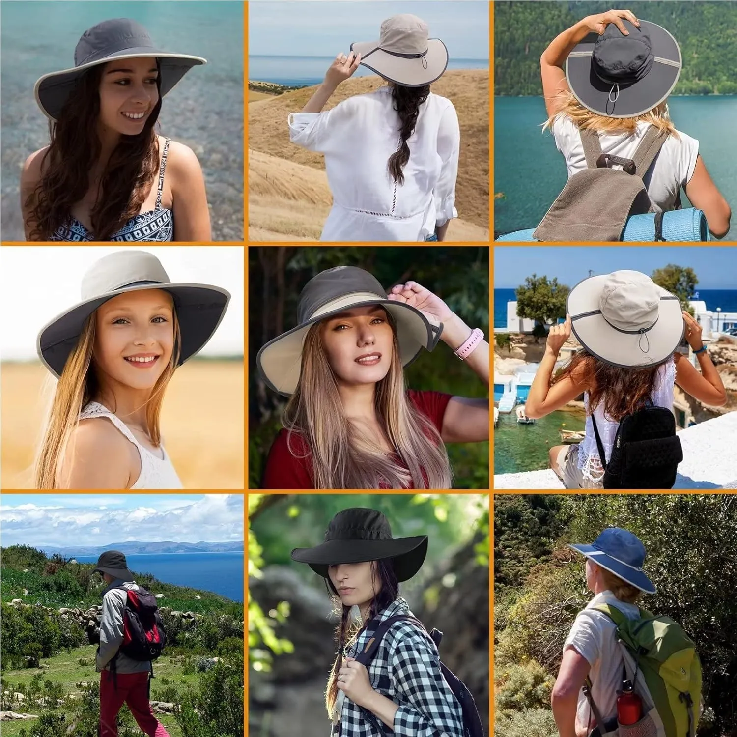 GADIEMKENSD Foldable Sun Hats - Full Coverage, Convertible Breathable, UPF 50 