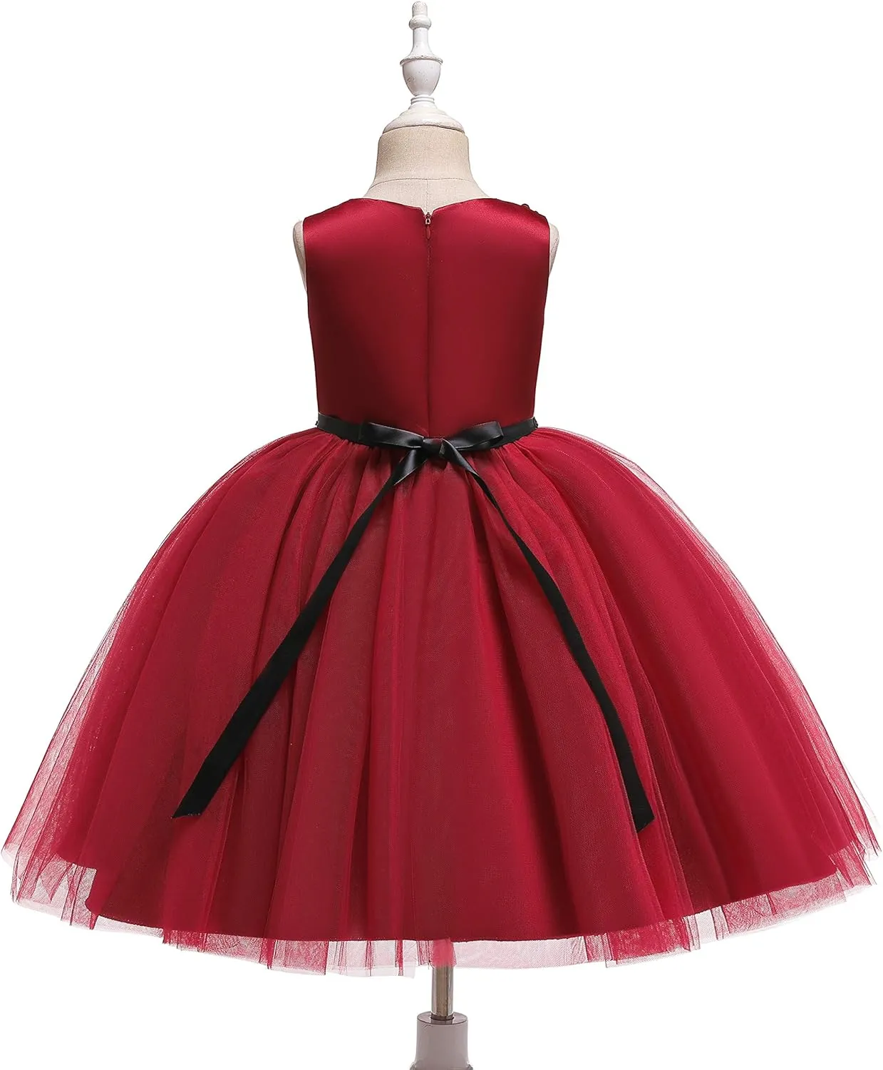 Glamulice Vintage Flower Girl Dress 3D Floral Tulle Pageant Dresses Kids Wedding Bridesmaid Formal Holiday Party Gown