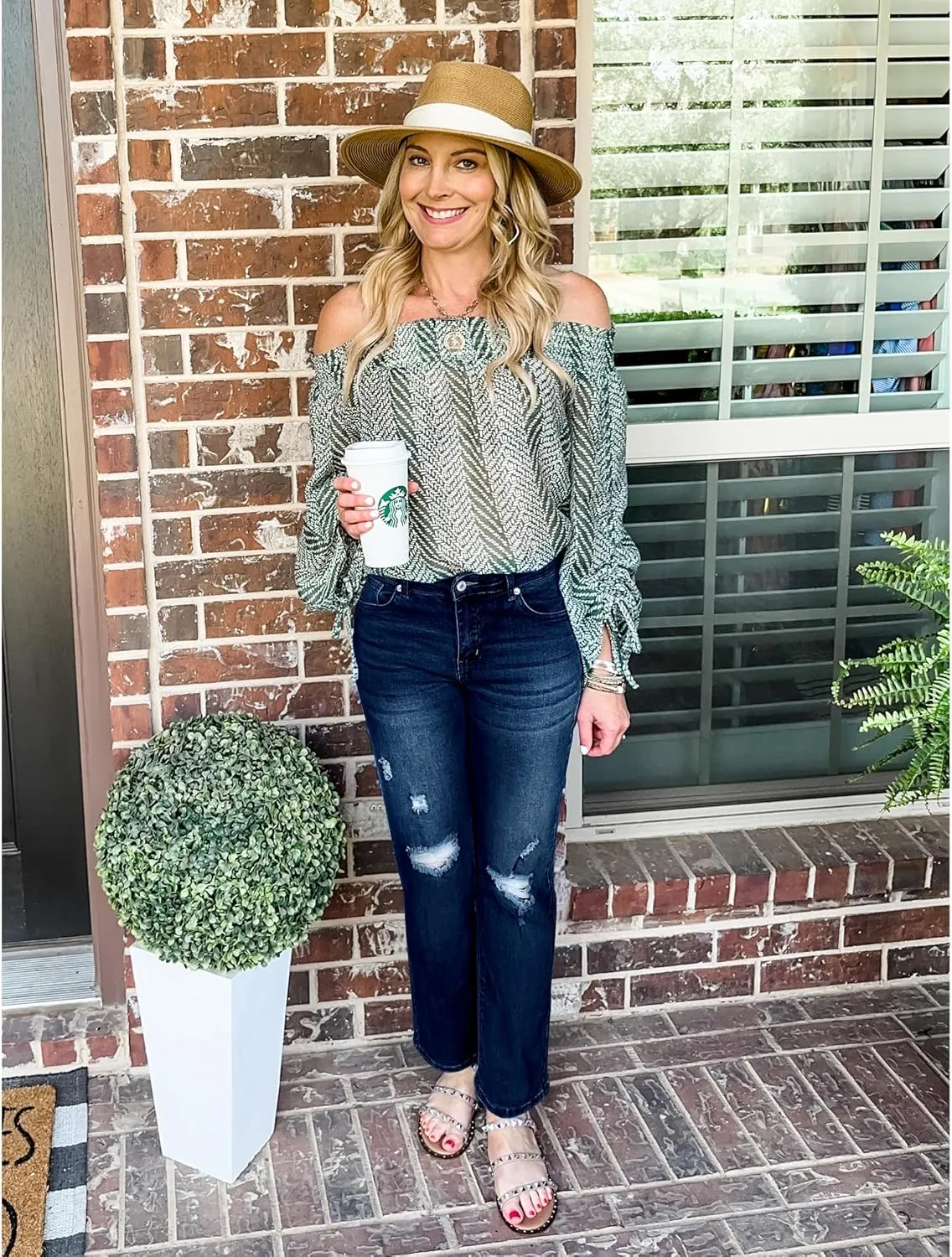 GRAPENT Jeans for Women High Waisted Distressed Straight Leg Ripped Jeans Stretchy Denim Pants Western Outfit 90s