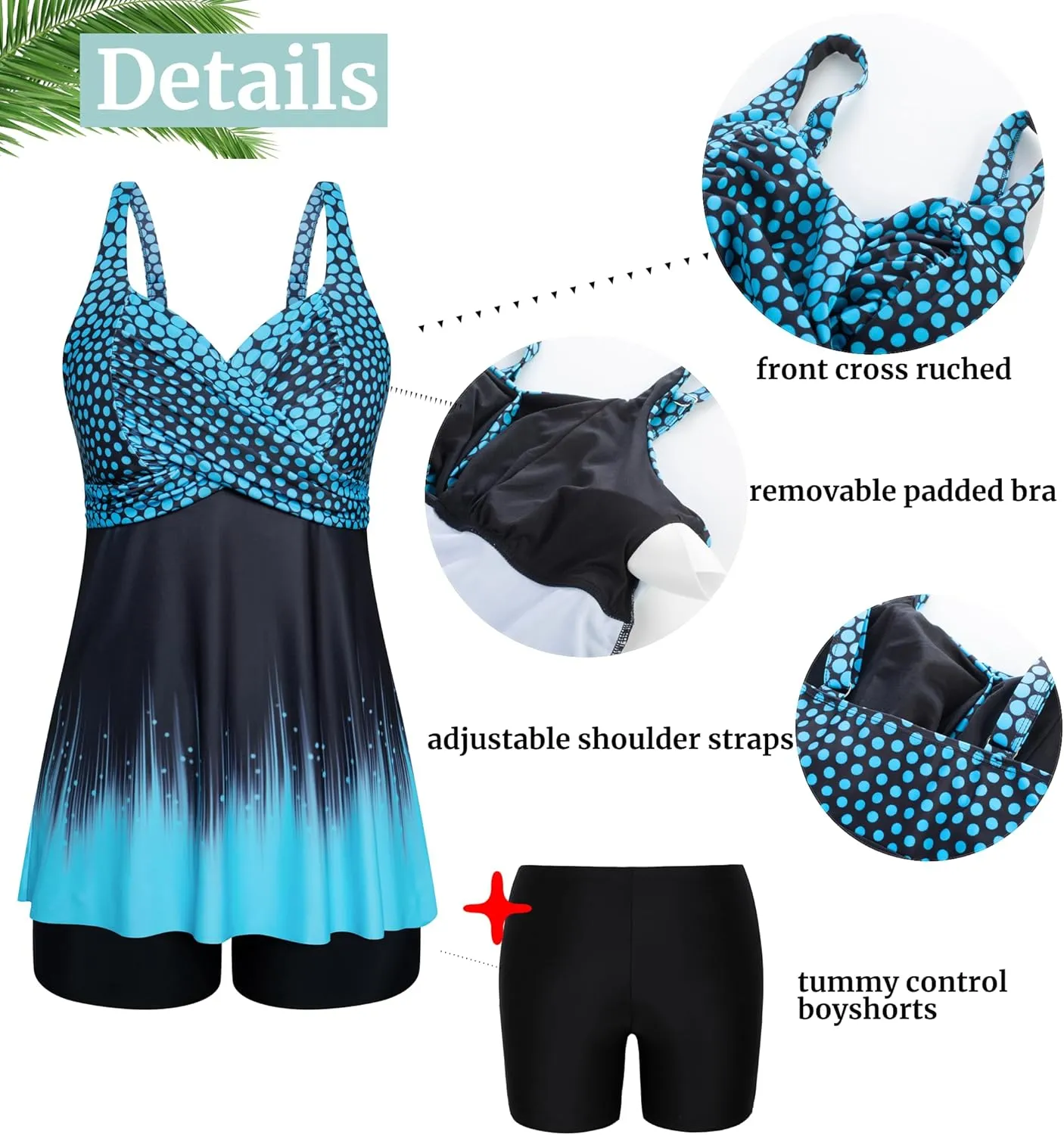 Hanna Nikole Women's Plus Size Tankini Swimsuits Twist Front Two Piece Bathing Suits with Shorts
