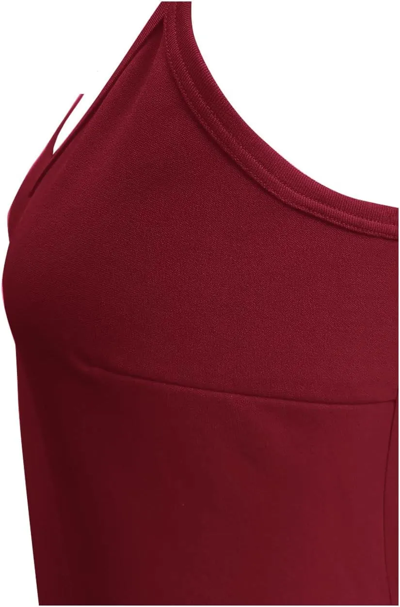 Hanpceirs Women's Basic Bodycon Dresses Cami Slip Spaghetti Strap Tank Casual Club Mini Dress
