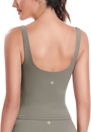 HeyNuts Zeal Bra Longline Classic U Back Medium Impact Wirefree Sports Bras, Workout Tank Tops with Removable Pads A-C Cups