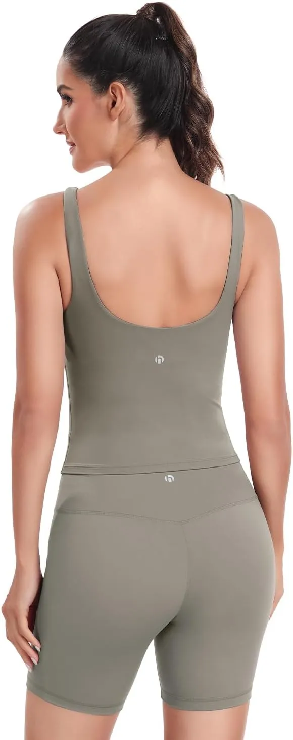 HeyNuts Zeal Bra Longline Classic U Back Medium Impact Wirefree Sports Bras, Workout Tank Tops with Removable Pads A-C Cups