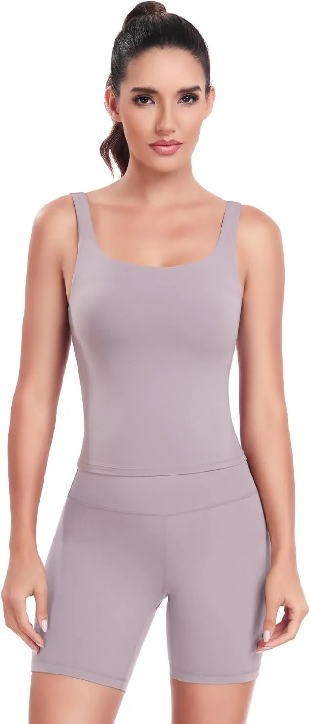 HeyNuts Zeal Bra Longline Classic U Back Medium Impact Wirefree Sports Bras, Workout Tank Tops with Removable Pads A-C Cups