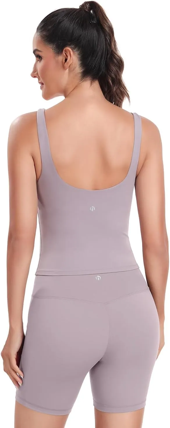 HeyNuts Zeal Bra Longline Classic U Back Medium Impact Wirefree Sports Bras, Workout Tank Tops with Removable Pads A-C Cups