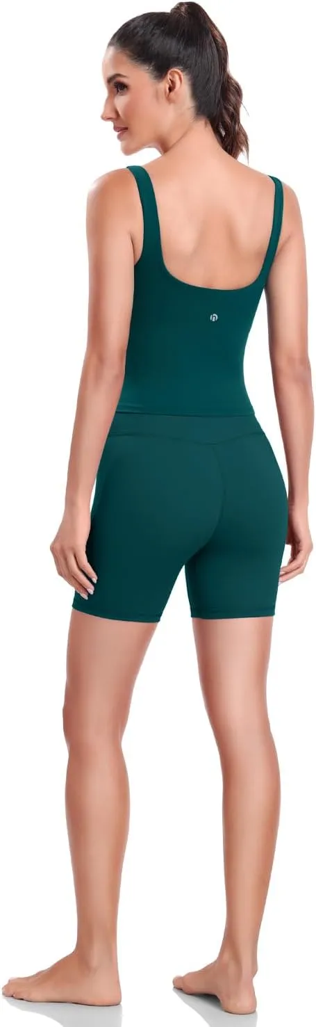 HeyNuts Zeal Bra Longline Classic U Back Medium Impact Wirefree Sports Bras, Workout Tank Tops with Removable Pads A-C Cups