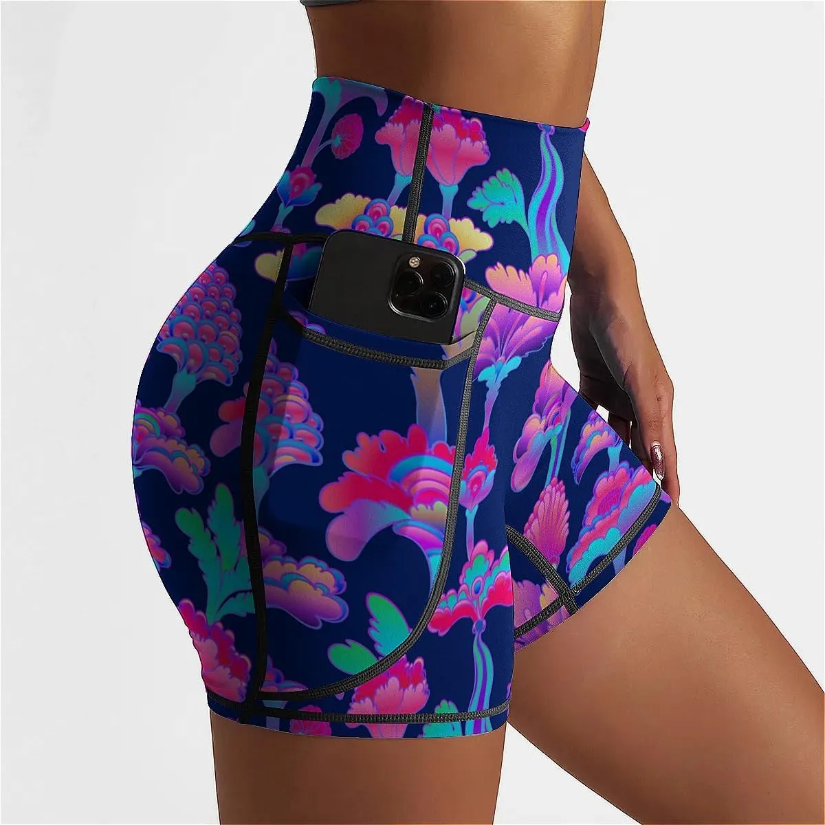 High Waisted Biker Shorts for Women Running Sports Workout Yoga Shorts with Pockets