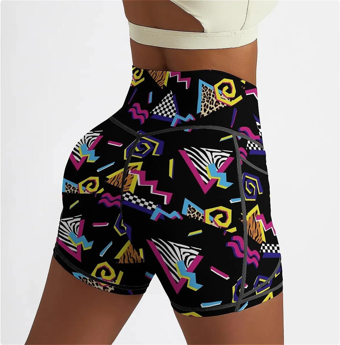 High Waisted Biker Shorts for Women Running Sports Workout Yoga Shorts with Pockets