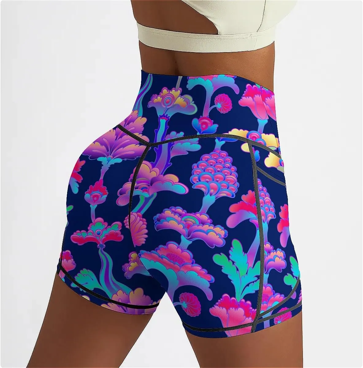 High Waisted Biker Shorts for Women Running Sports Workout Yoga Shorts with Pockets