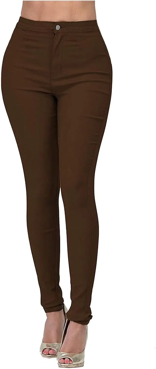 High Waisted Jeans for Women, Colored Skinny Slim Fit Stretch Casual Denim Pants Basic Solid Business Work Jeans
