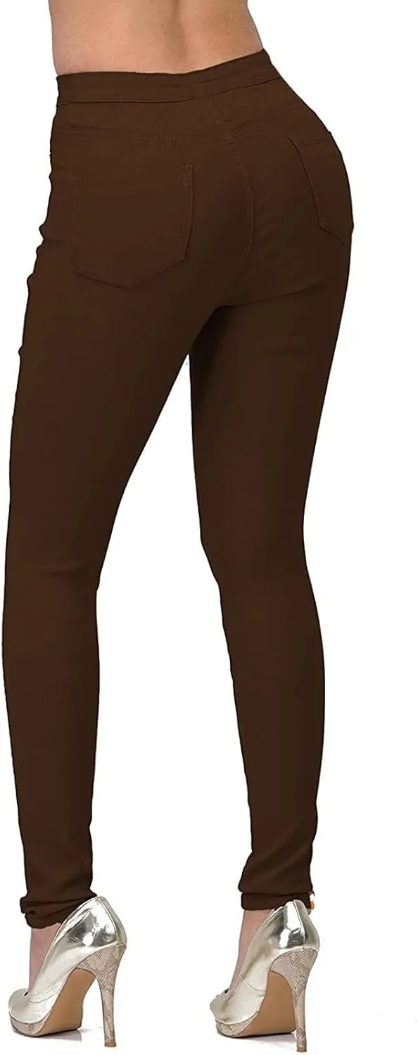 High Waisted Jeans for Women, Colored Skinny Slim Fit Stretch Casual Denim Pants Basic Solid Business Work Jeans