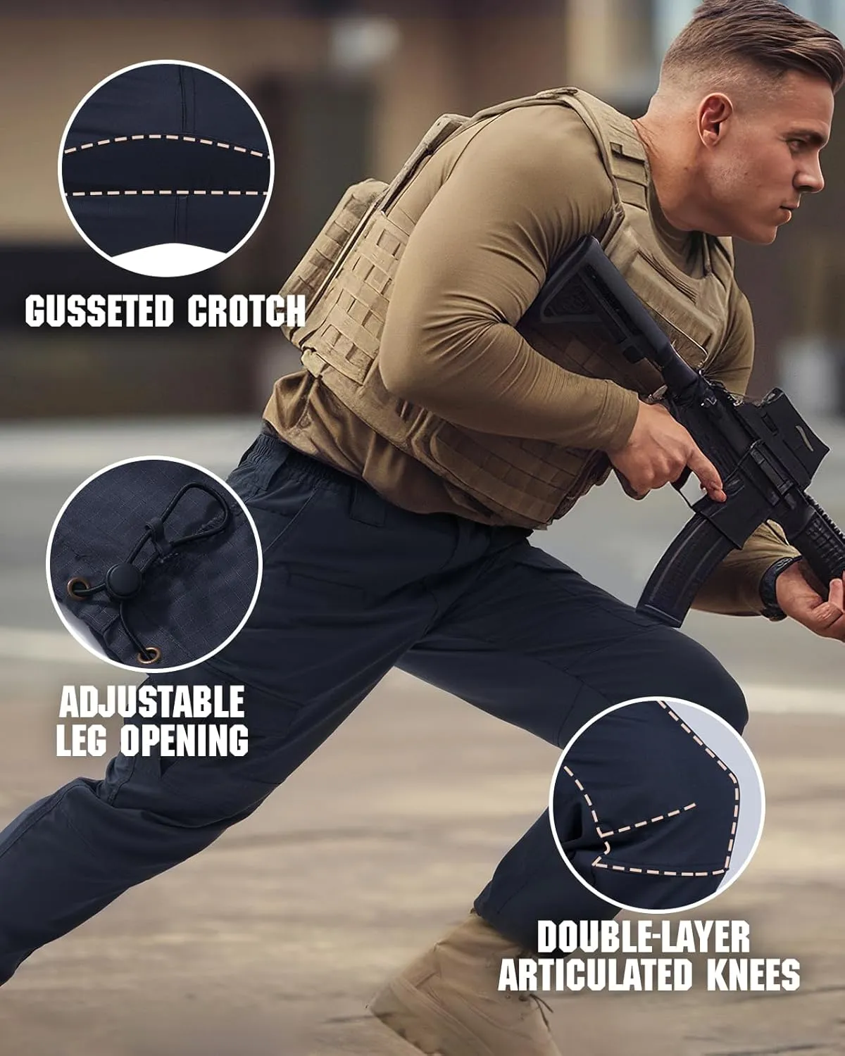 HISEA Men's Tactical Pants Ripstop Cargo Pants Relaxed Fit Outdoor Lightweight Work Hiking Pants with 9 Pockets
