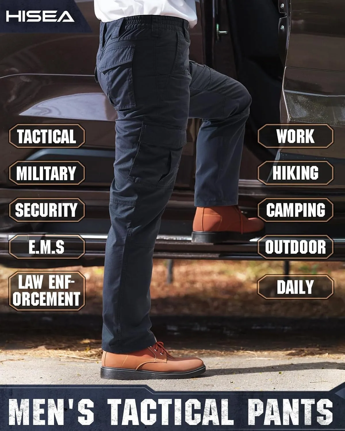 HISEA Men's Tactical Pants Ripstop Cargo Pants Relaxed Fit Outdoor Lightweight Work Hiking Pants with 9 Pockets