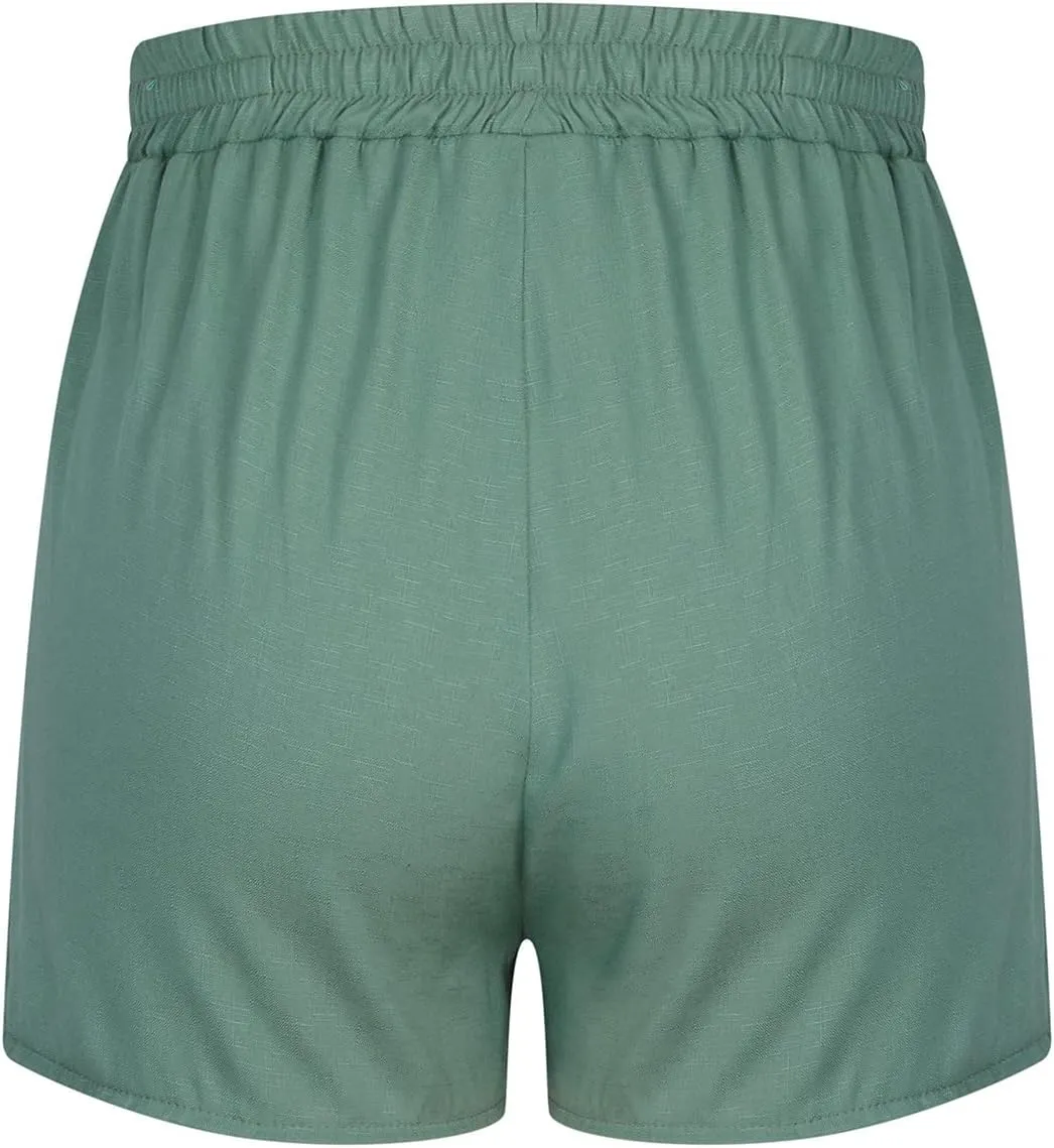 hlysgo Women's Shorts High Waisted Wide Leg Lounge Shorts Summer Loose Comfy Linen Shorts Solid Casual Shorts with Pockets