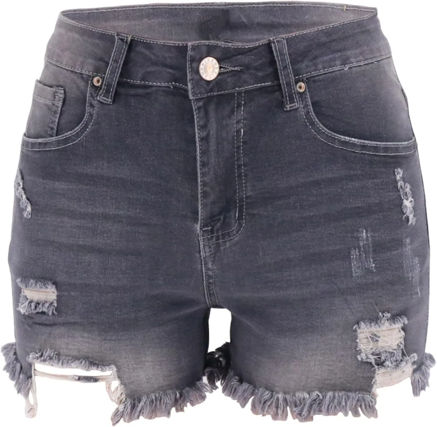 Jean Shorts for Women High Waisted Stretchy Distressed Denim Shorts Ripped Frayed Raw Hem Summer Casual Shorts