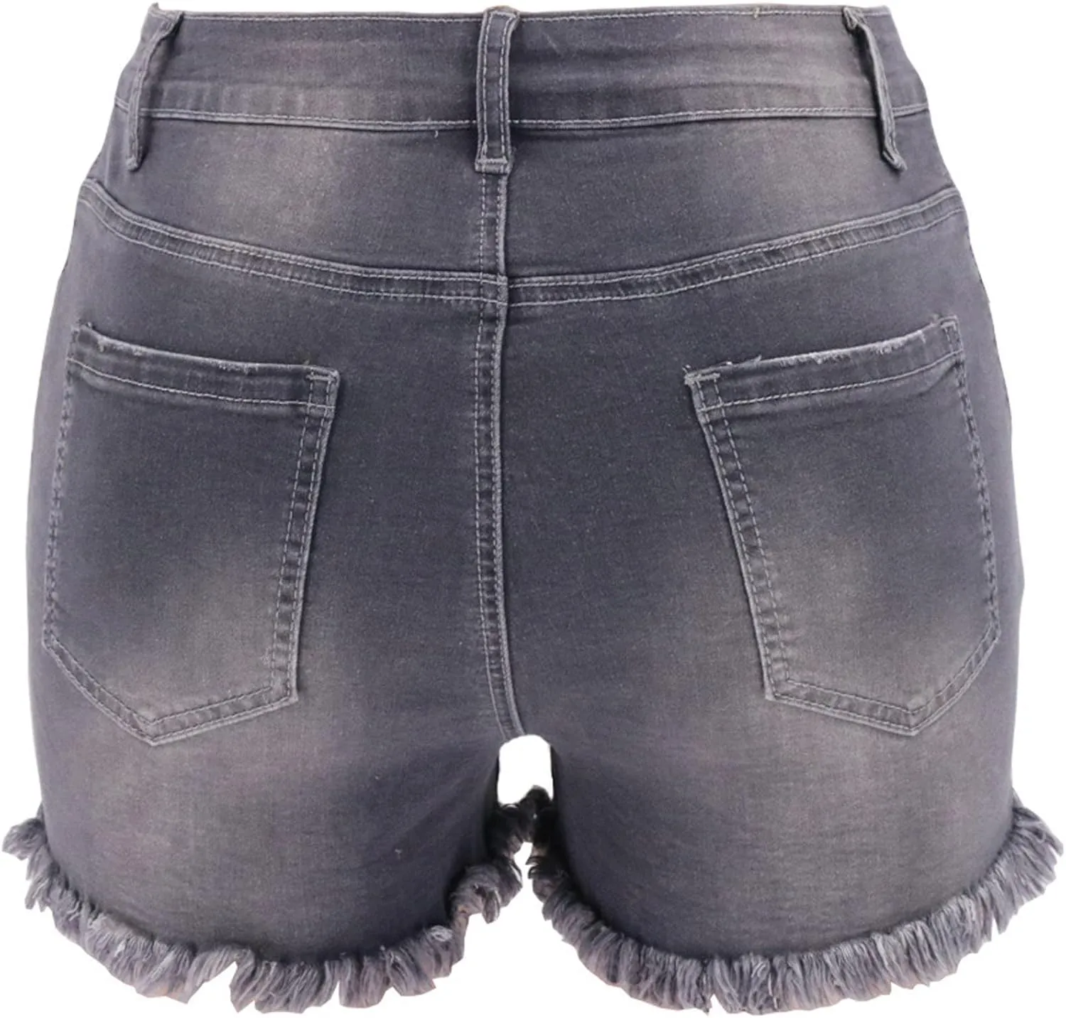 Jean Shorts for Women High Waisted Stretchy Distressed Denim Shorts Ripped Frayed Raw Hem Summer Casual Shorts