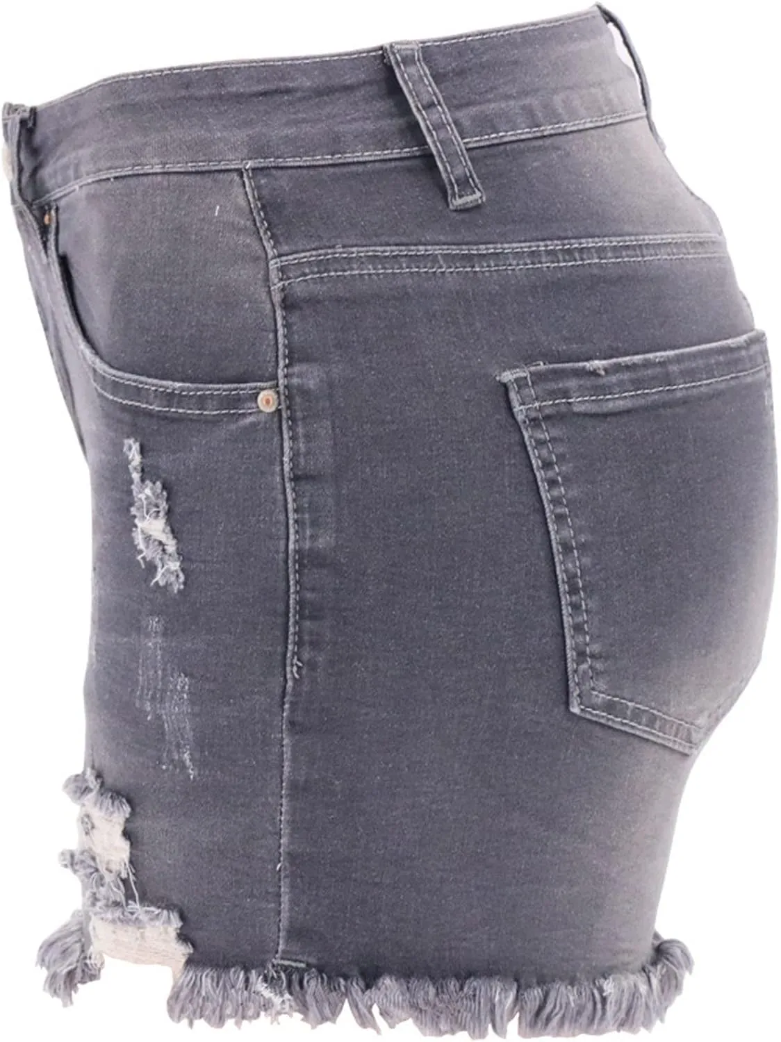 Jean Shorts for Women High Waisted Stretchy Distressed Denim Shorts Ripped Frayed Raw Hem Summer Casual Shorts