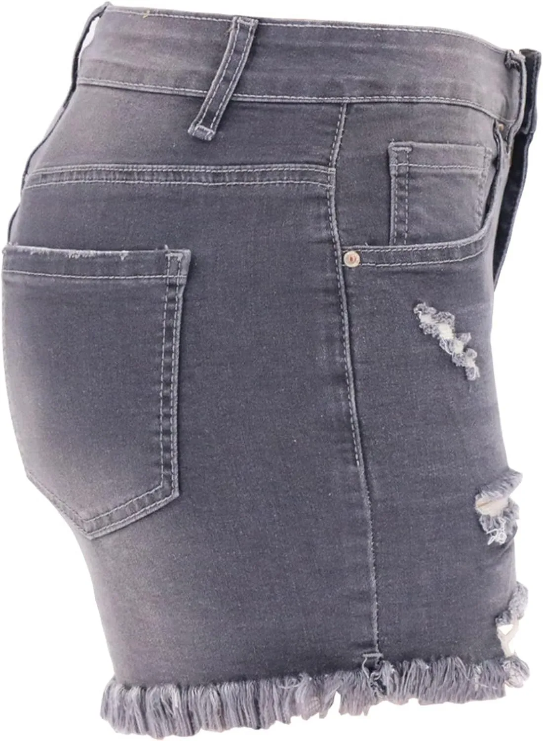Jean Shorts for Women High Waisted Stretchy Distressed Denim Shorts Ripped Frayed Raw Hem Summer Casual Shorts