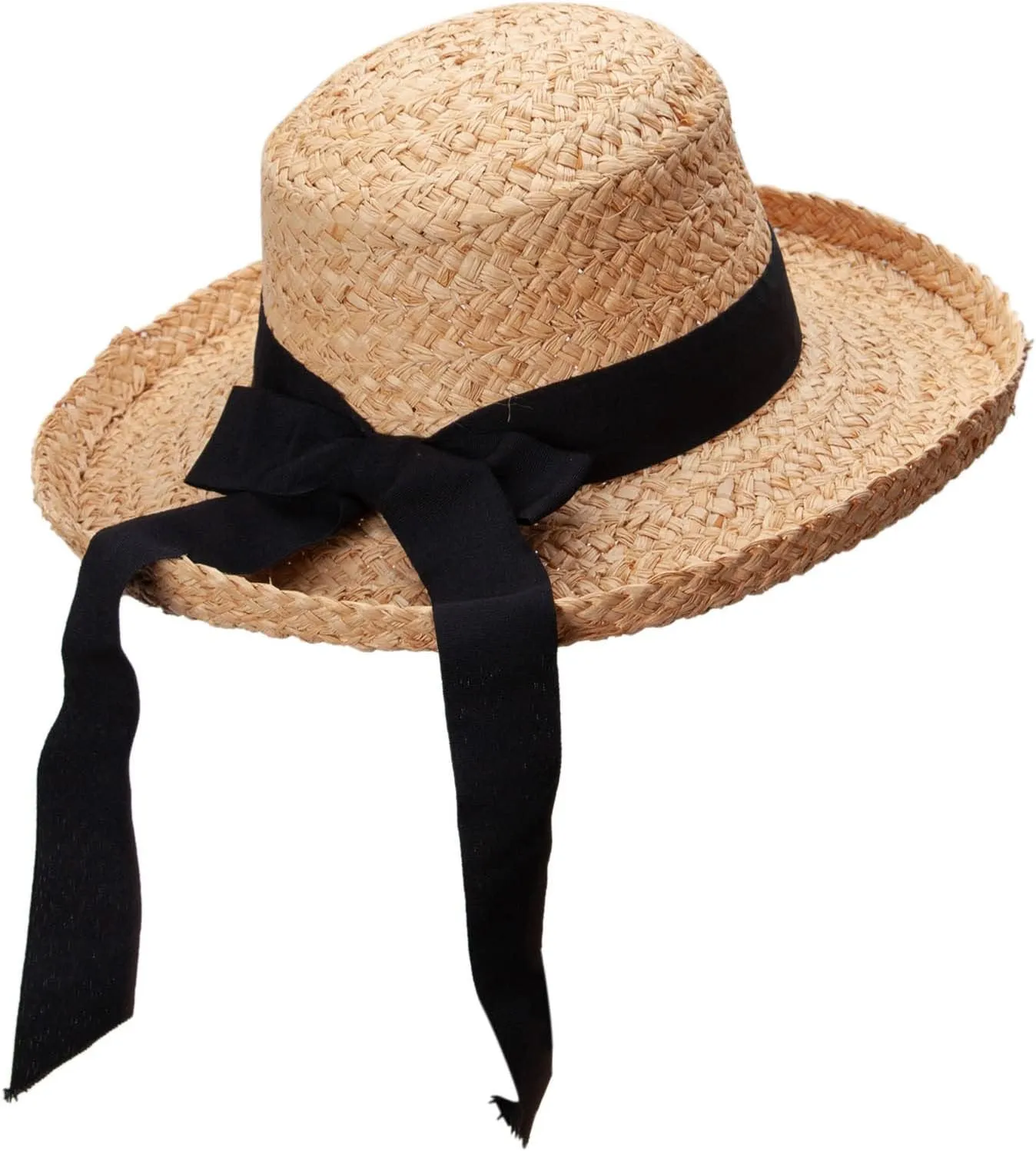 Jeanne Simmons Raffia Wide Braid Black Ribbon Band Hat
