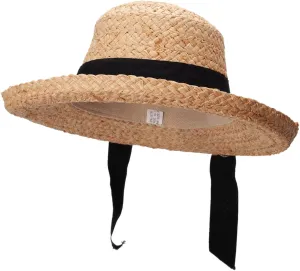 Jeanne Simmons Raffia Wide Braid Black Ribbon Band Hat