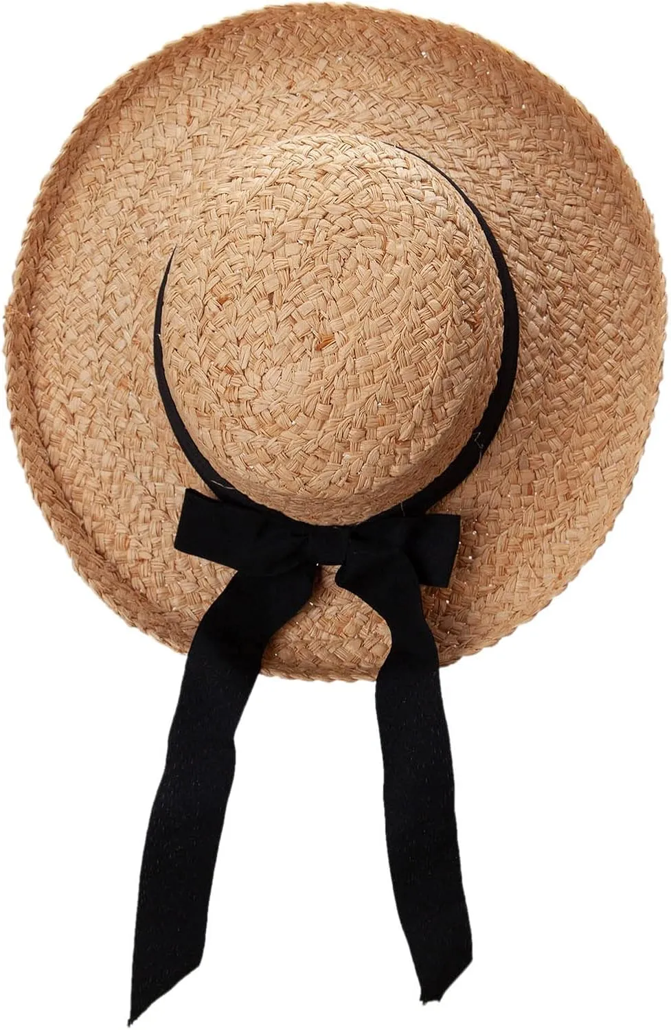 Jeanne Simmons Raffia Wide Braid Black Ribbon Band Hat