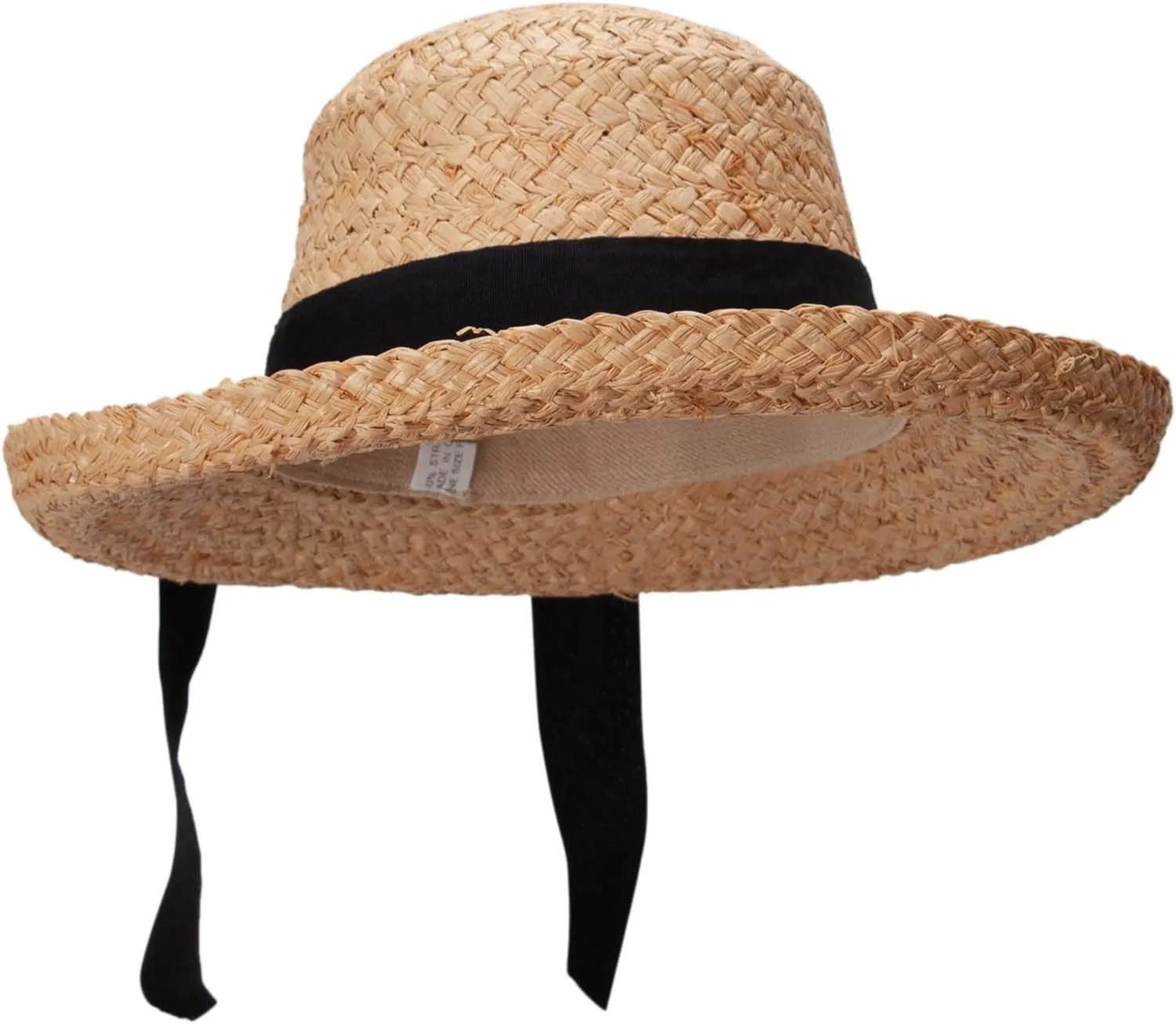 Jeanne Simmons Raffia Wide Braid Black Ribbon Band Hat