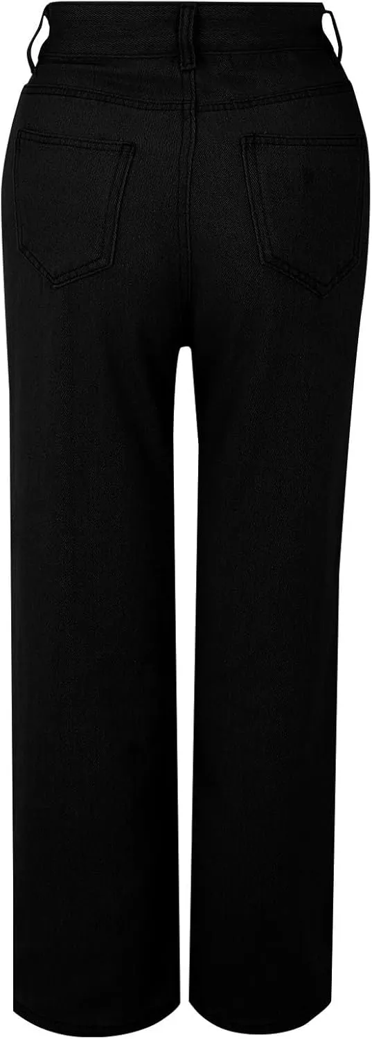 Jeans Women Sweatpants That Look Like Jeans High Waisted Straight Wide Leg Boyfriend with Pockets Jeans Denim Pants