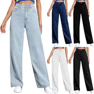 Jeans Women Sweatpants That Look Like Jeans High Waisted Straight Wide Leg Boyfriend with Pockets Jeans Denim Pants