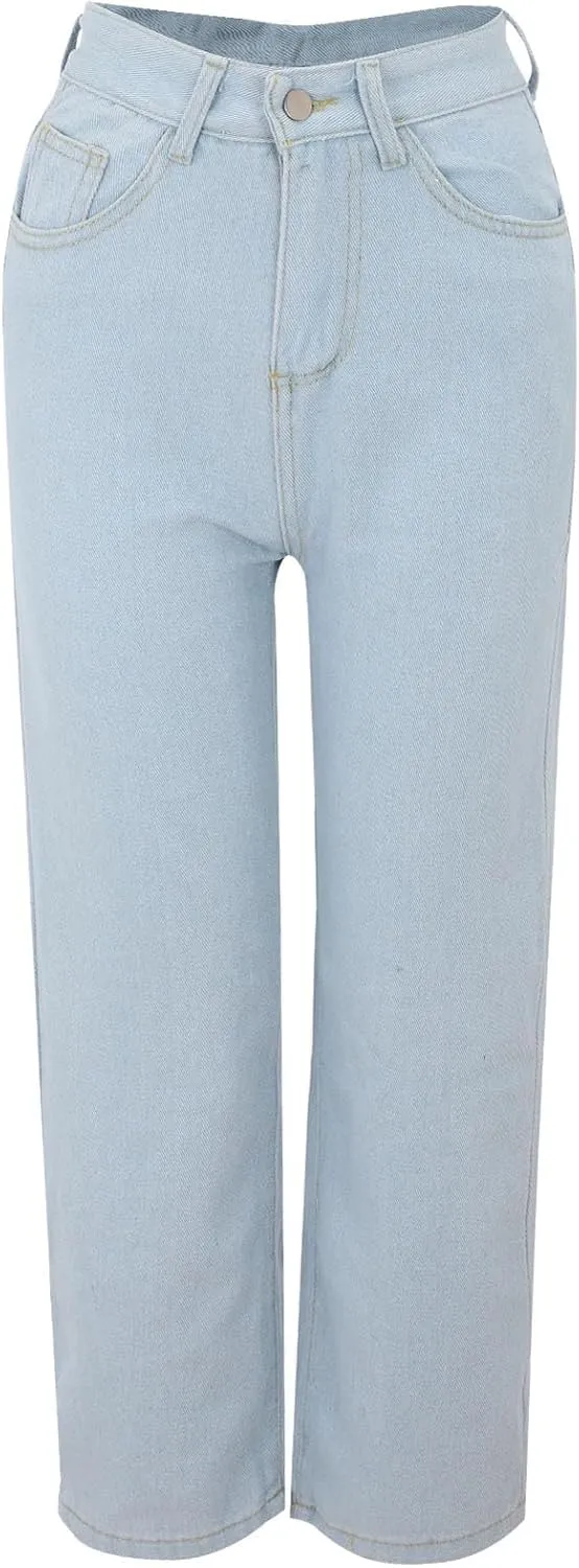 Jeans Women Sweatpants That Look Like Jeans High Waisted Straight Wide Leg Boyfriend with Pockets Jeans Denim Pants