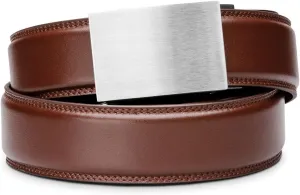 KORE Men's Full-Grain Leather Track Belts | “Eureka” Stainless Steel Buckle