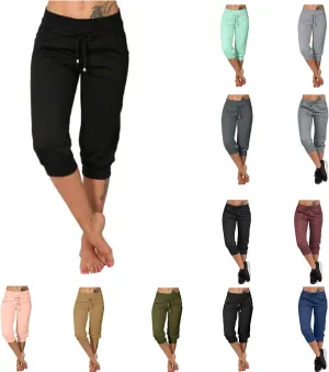 Ladies Capris Petite Length Cropped Joggers Womens Crop Leggings Womens Drawstring Capris Capris Sweat Pants for Women Cropped Leggings with Pockets Today 2024, Small
