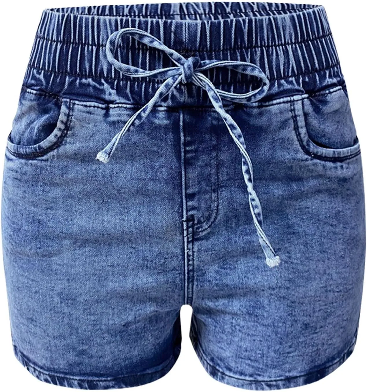 Lady Solid Color Washed Ripped High Waisted Stretch Denim Shorts Sexy Shorts for Women