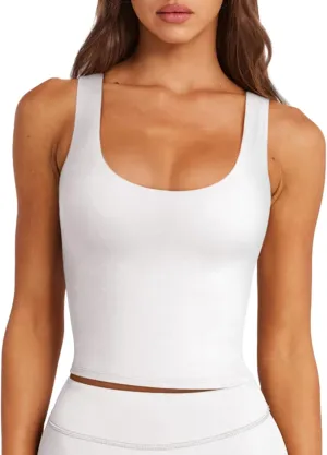 LASLULU Womens Longline Sports Bras Workout Yoga Gym Athletic Tops Clothes Shirts Camisole Padded Crop Tank Tops