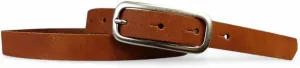 Leather Womens Belt Slim Silver Buckle 0.8 inch