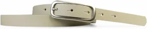 Leather Womens Belt Slim Silver Buckle 0.8 inch