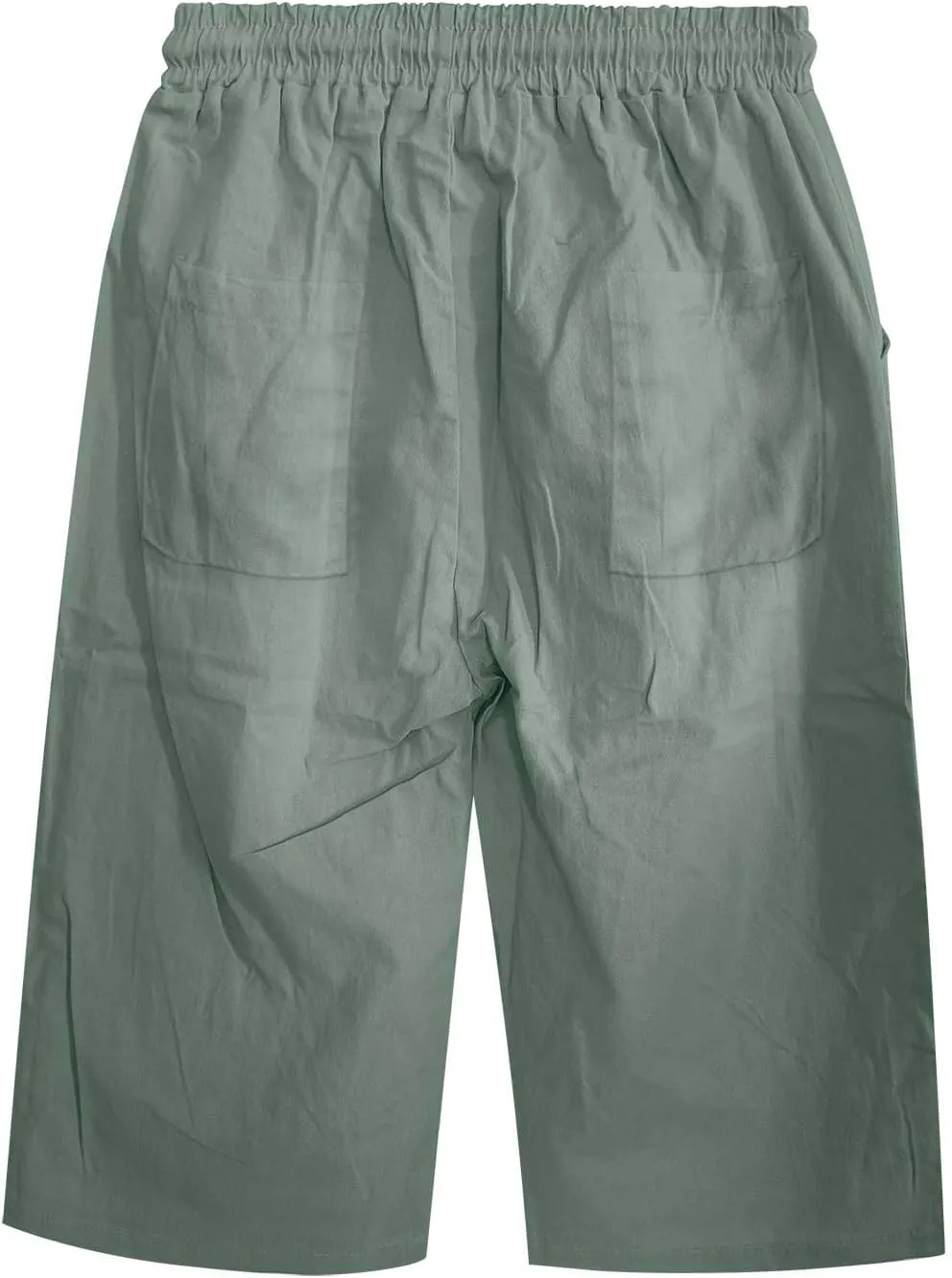 Linen Pants Women Drawstring Elastic Waist Capri Trouser 2025 Summer Boho Beach Cotton Cropped Pant with Pocket