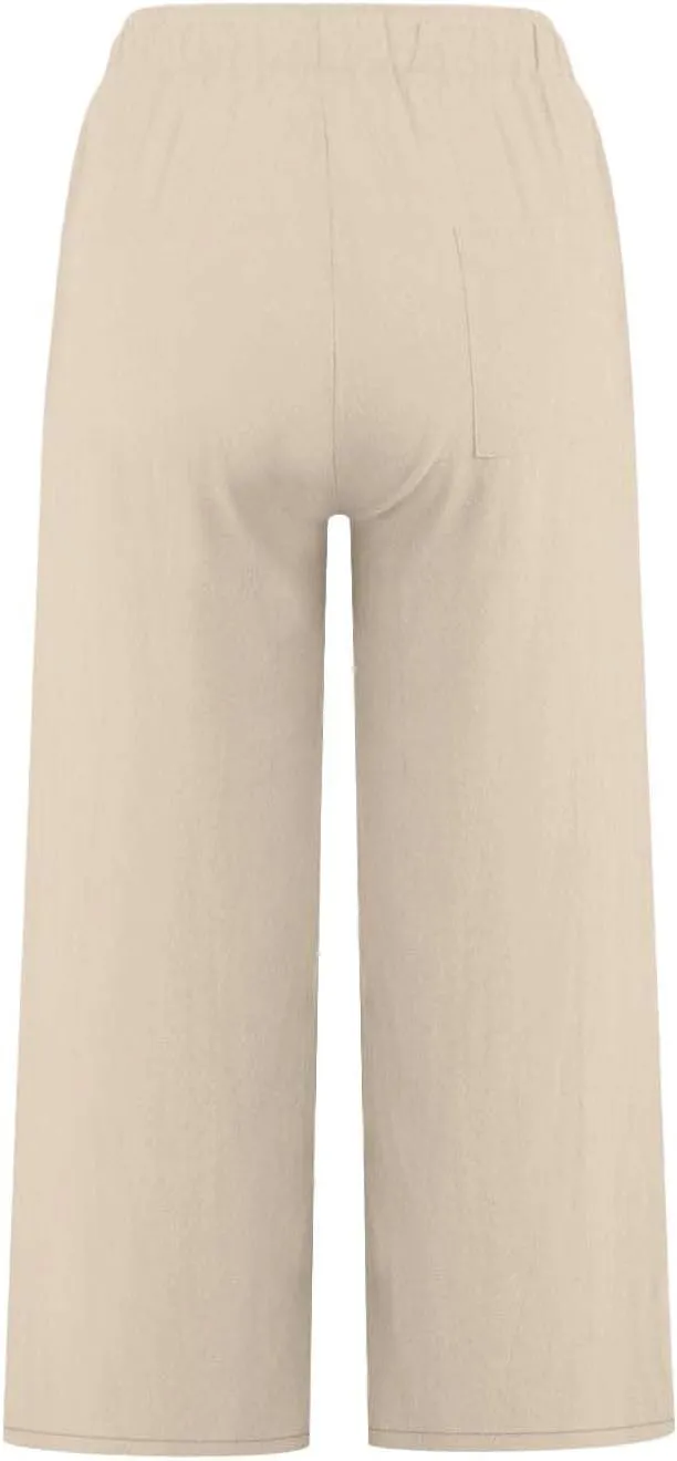 Linen Pants Women Summer Plus Size Capri Pants 2025 Trendy Wide Leg Pants Casual Beach Spring Cropped Linen Pants