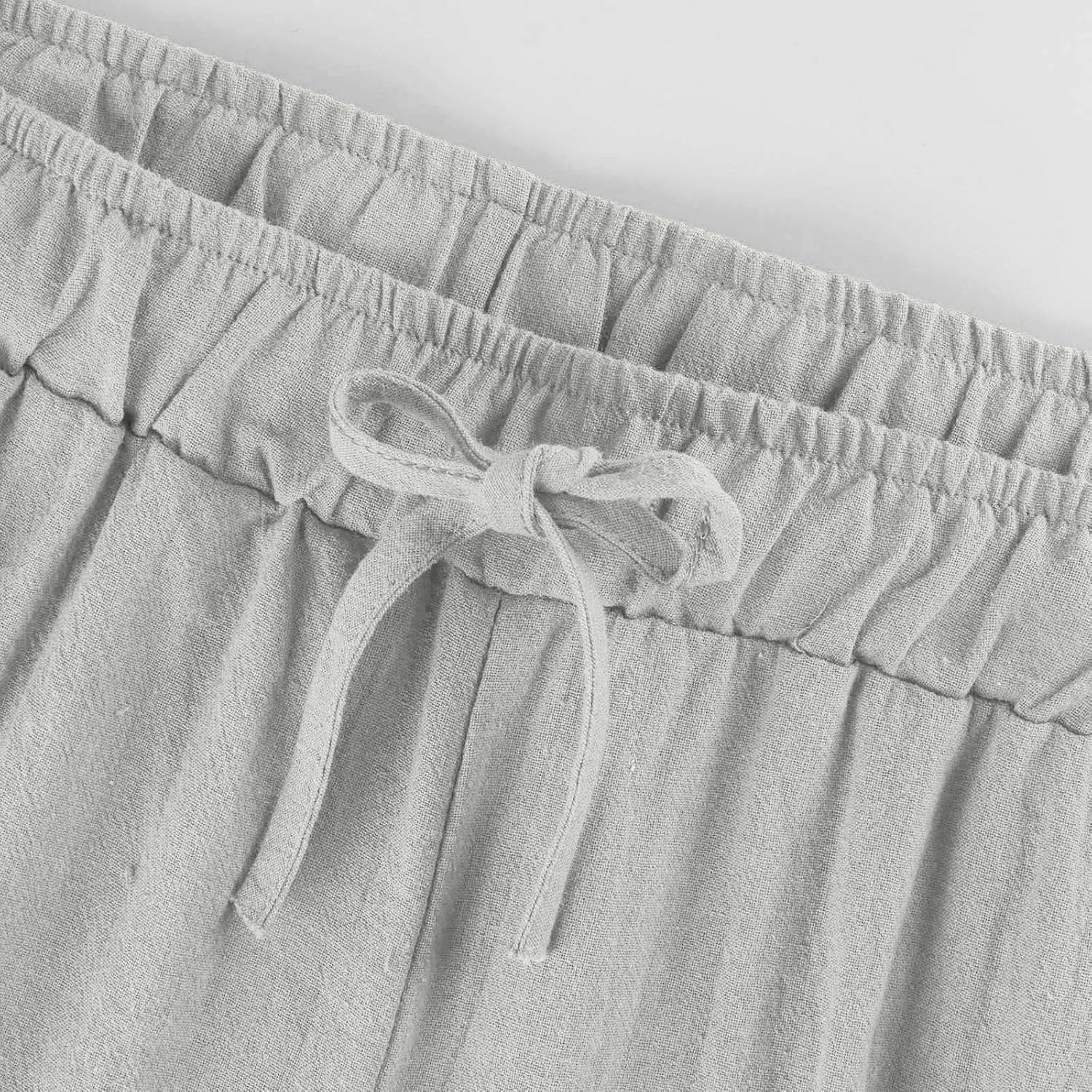 Linen Pants Women Summer Plus Size Capri Pants 2025 Trendy Wide Leg Pants Casual Beach Spring Cropped Linen Pants