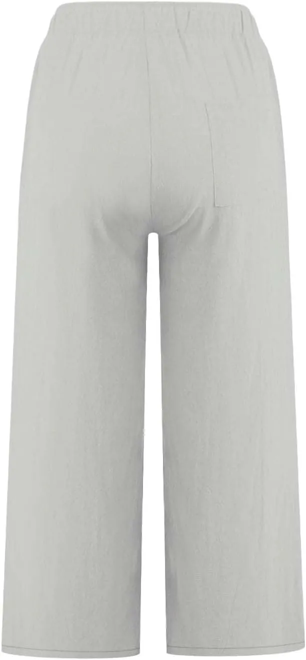 Linen Pants Women Summer Plus Size Capri Pants 2025 Trendy Wide Leg Pants Casual Beach Spring Cropped Linen Pants