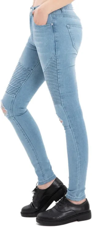 Lisskolo Women's Stretch Skinny Jeans Mid High Waist Slim Fit Pencil Leg Denim Casual Jeans Leggings