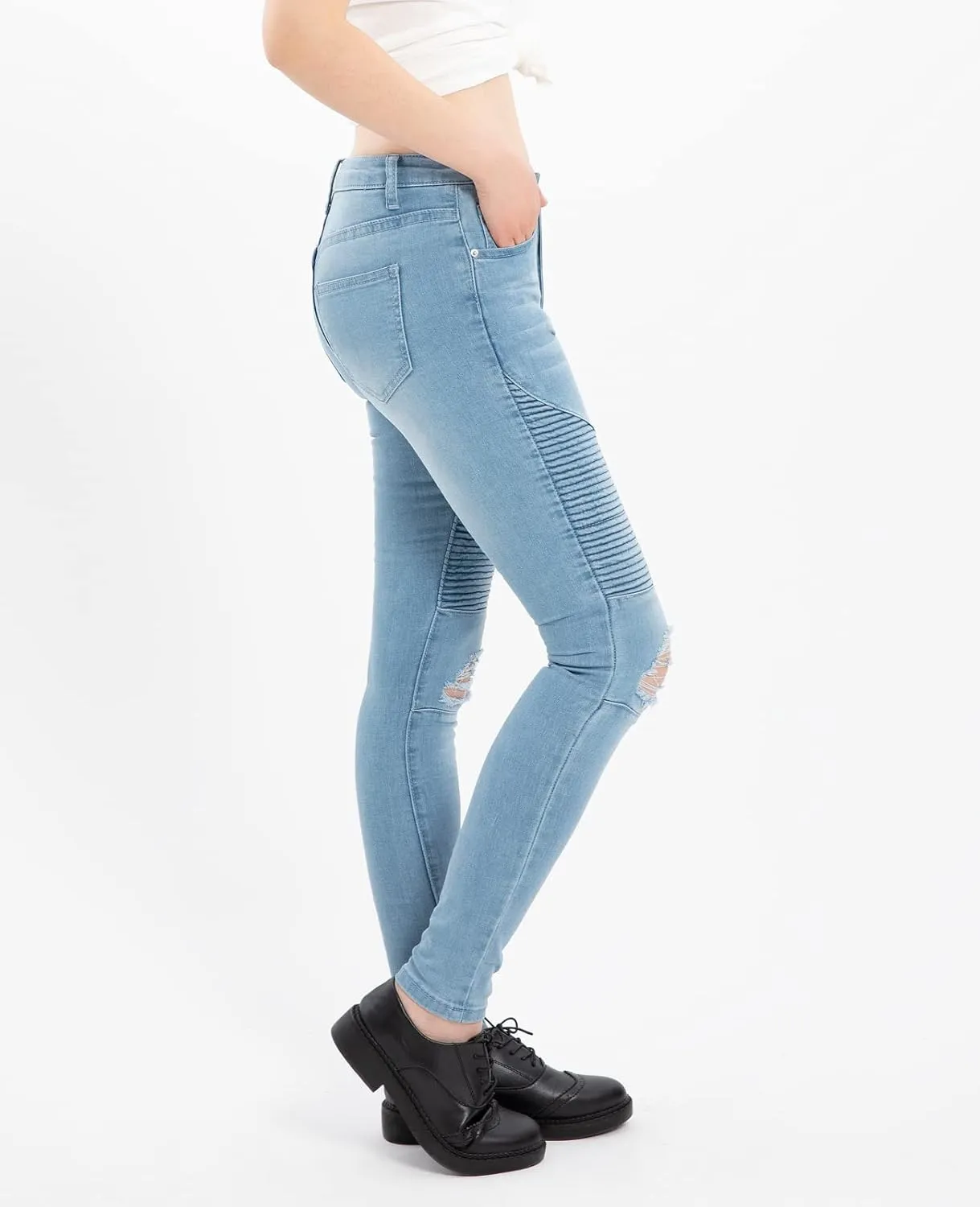 Lisskolo Women's Stretch Skinny Jeans Mid High Waist Slim Fit Pencil Leg Denim Casual Jeans Leggings