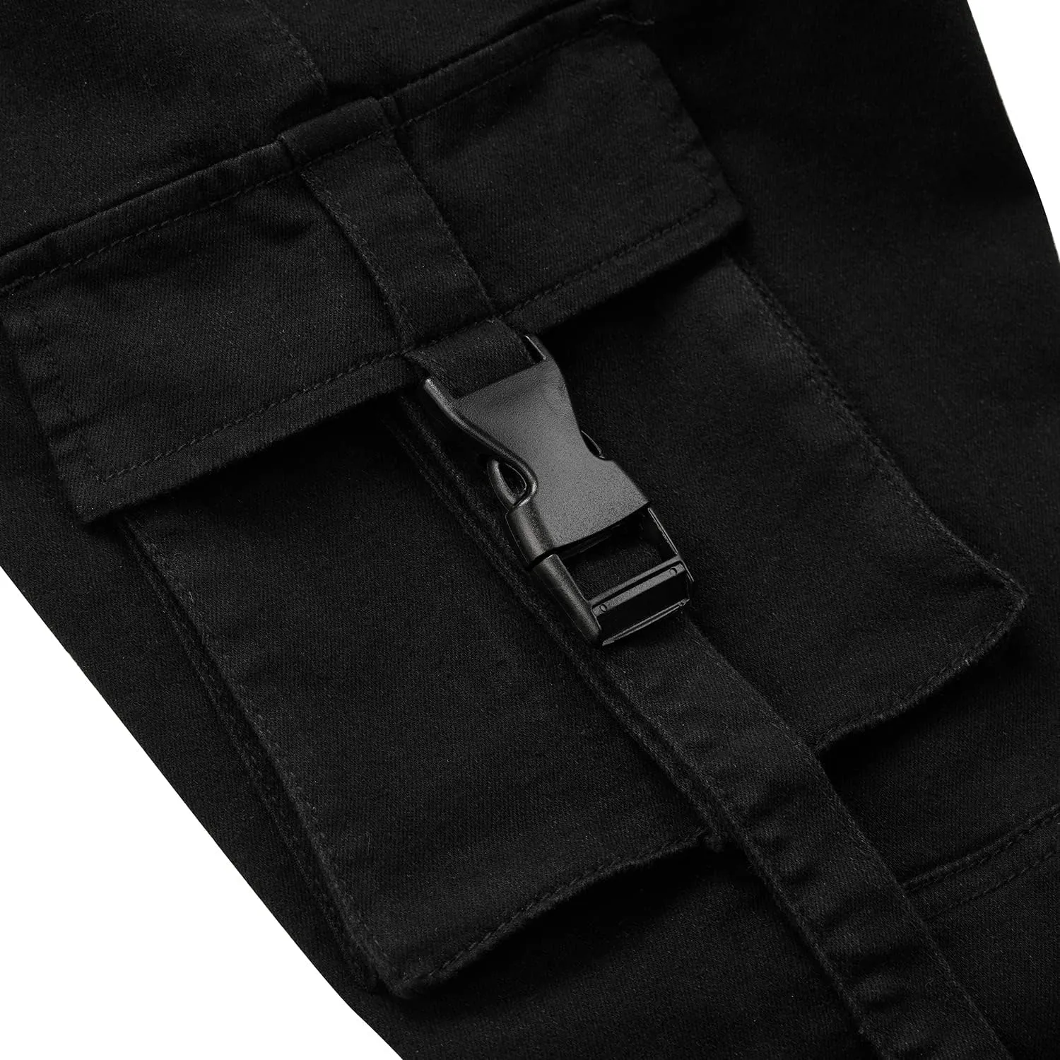 LONGBIDA Men's Slim Fit Stretch Comfort Cargo Biker Jeans with Multi-Pockets