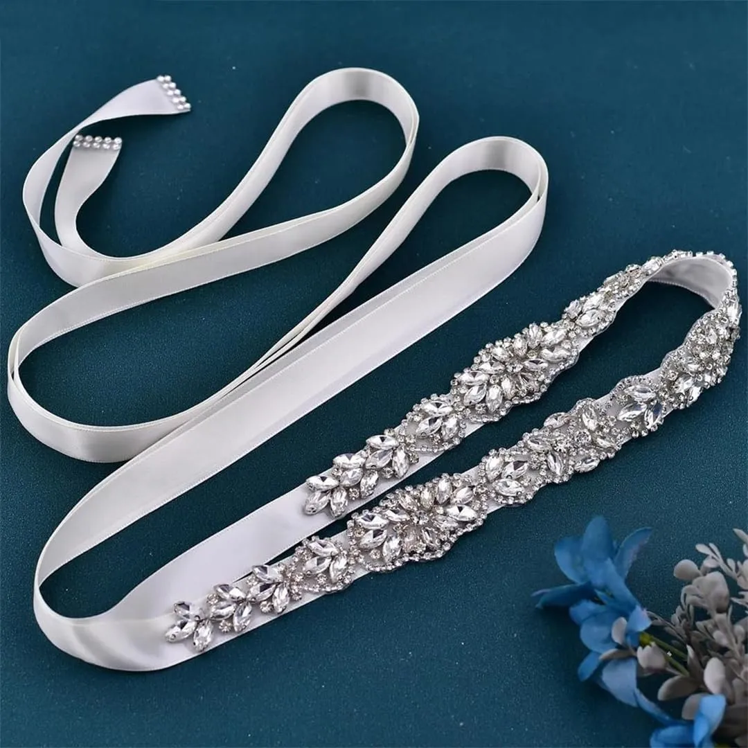 Luxury Bridal Rhinestone Belt Ladies Satin Belt Wedding Bress And Dress Accessories Sparkly Belts