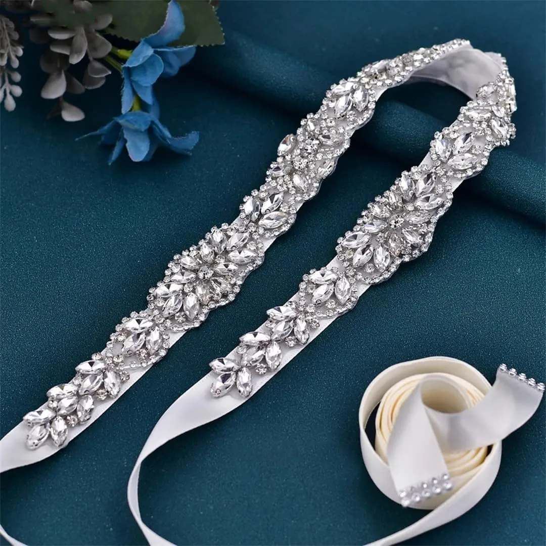 Luxury Bridal Rhinestone Belt Ladies Satin Belt Wedding Bress And Dress Accessories Sparkly Belts