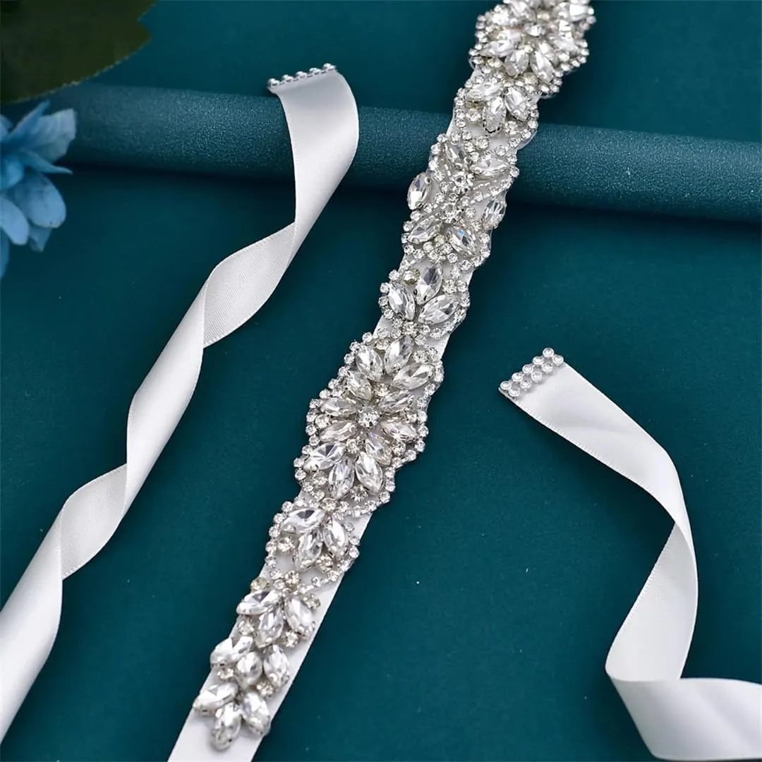 Luxury Bridal Rhinestone Belt Ladies Satin Belt Wedding Bress And Dress Accessories Sparkly Belts