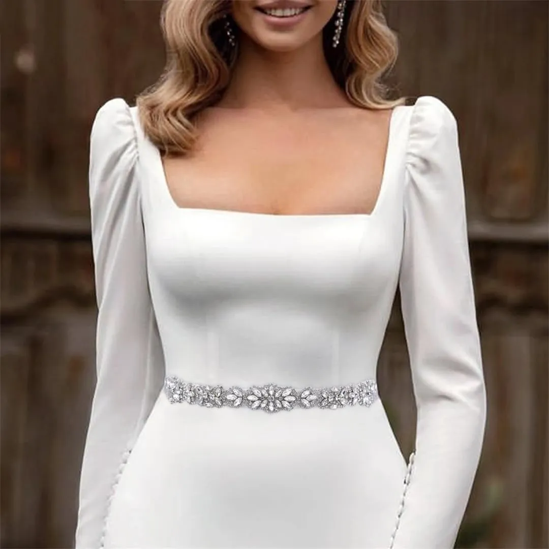 Luxury Bridal Rhinestone Belt Ladies Satin Belt Wedding Bress And Dress Accessories Sparkly Belts