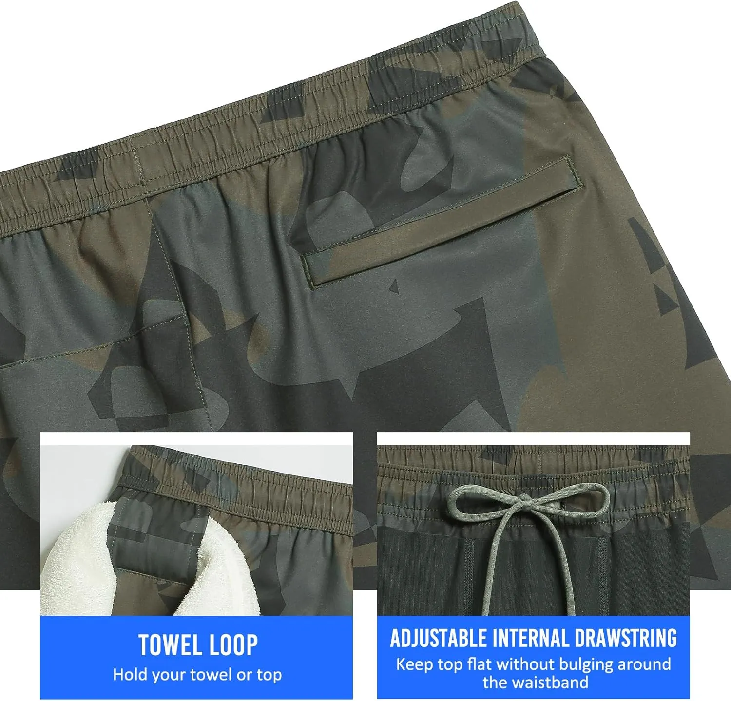 maamgic Mens Workout Shorts 2 in 1 Stretch 5" Gym Shorts Running Shorts with Compression Liner Zip Pocket
