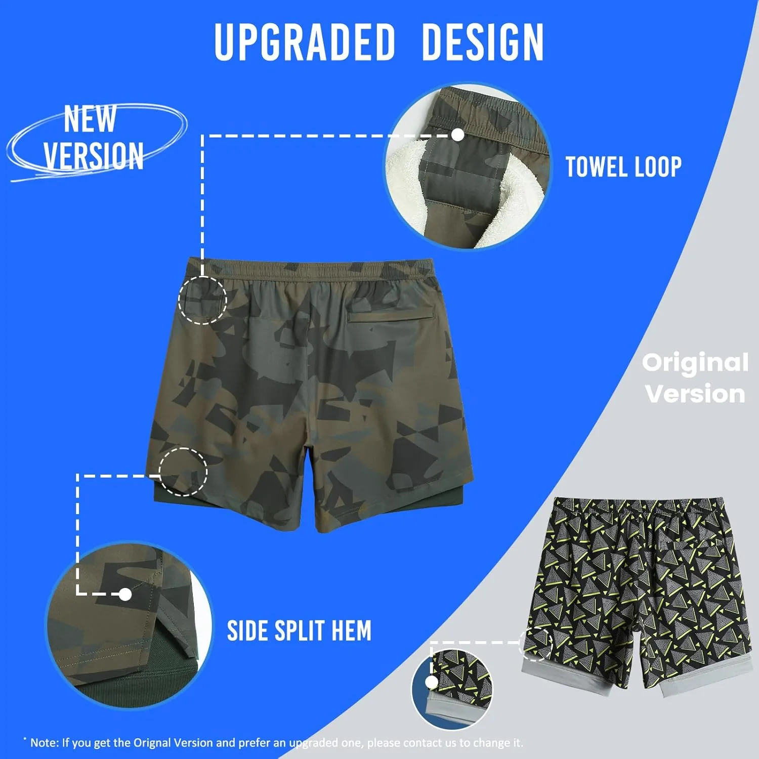 maamgic Mens Workout Shorts 2 in 1 Stretch 5" Gym Shorts Running Shorts with Compression Liner Zip Pocket