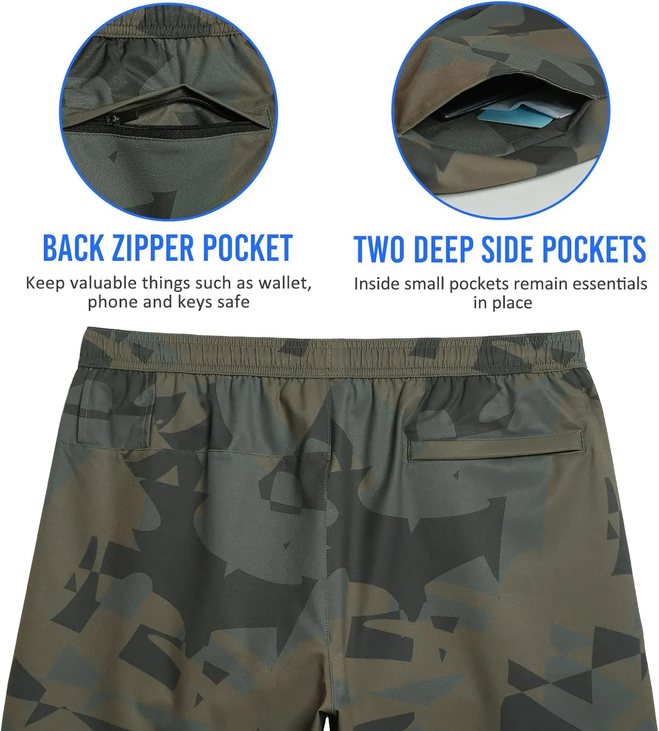 maamgic Mens Workout Shorts 2 in 1 Stretch 5" Gym Shorts Running Shorts with Compression Liner Zip Pocket