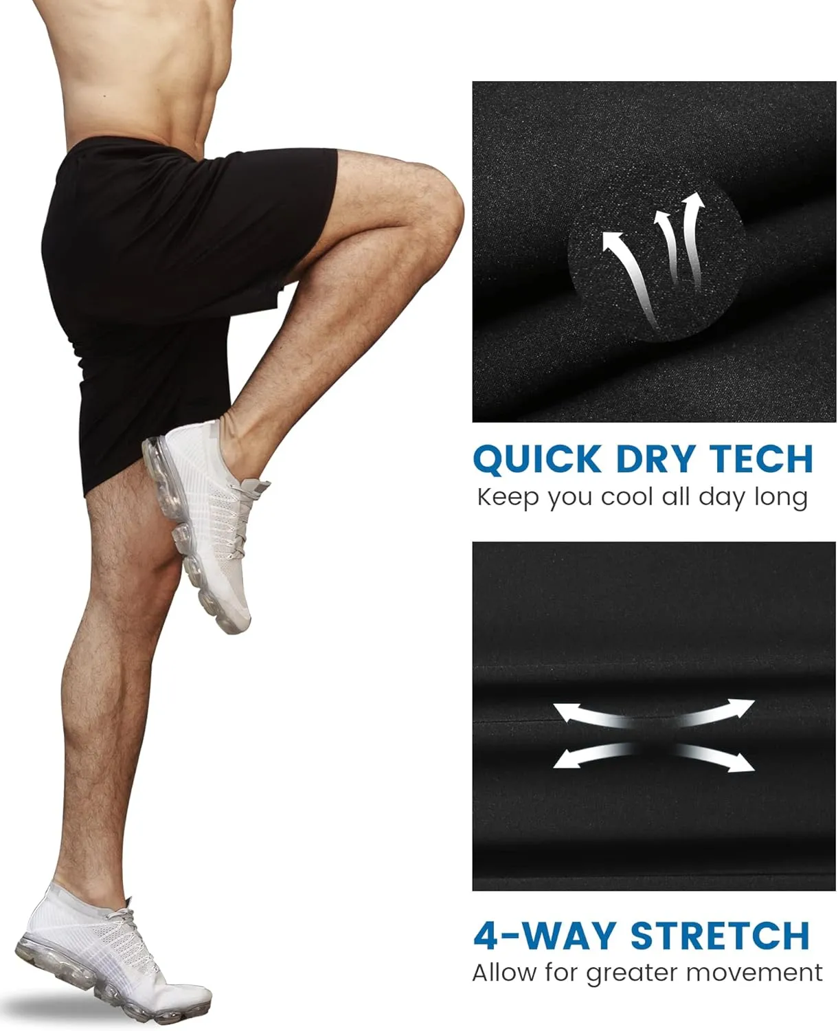 maamgic Workout Shorts for Men 5 Inch Gym Running Shorts Mens Stretch Quick Dry Athletic Shorts with Mesh Pockets